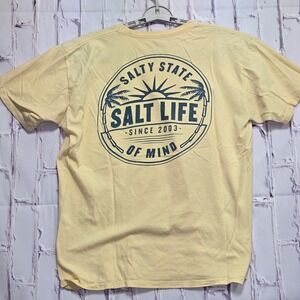 Salt‎ Life Salty State of Mind T Shirt Mens Sz L Yellow Short Sleeve Live Salty